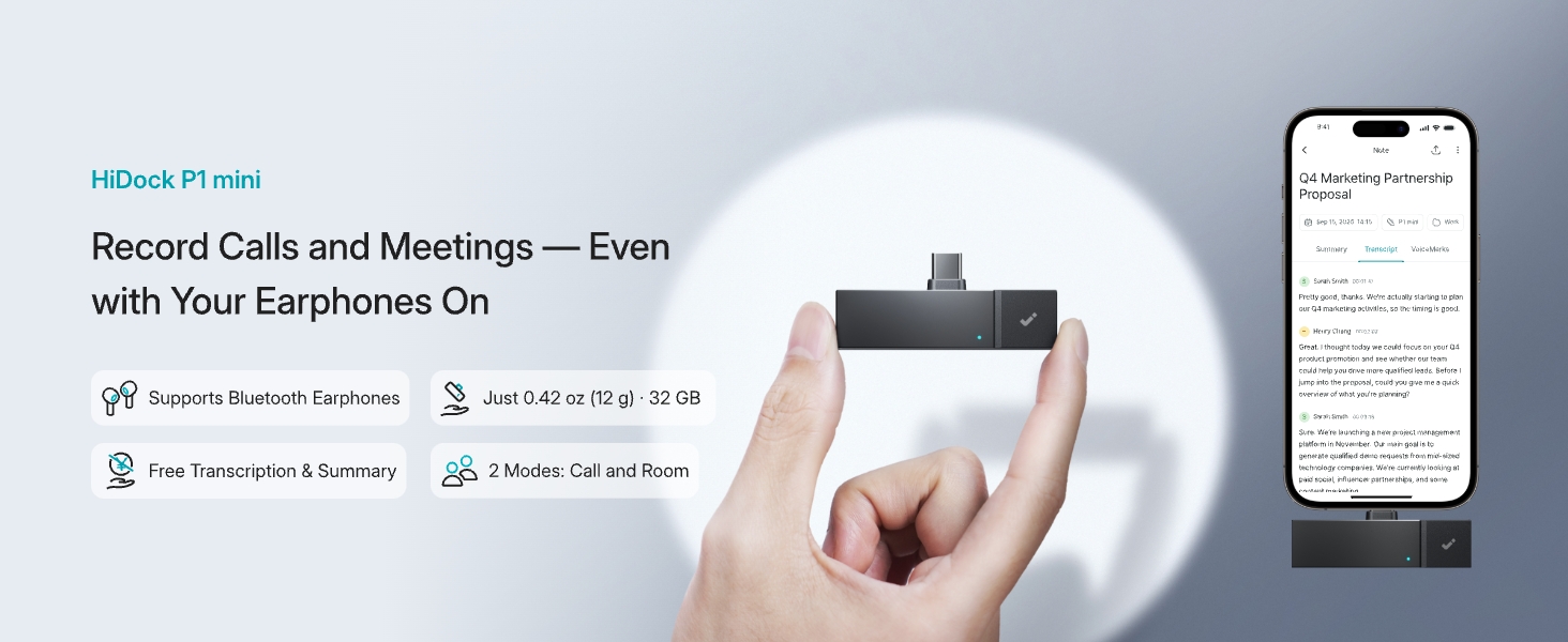 Amazon.com: HiDock P1 mini AI Meeting Recorder for Smartphones
